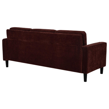 Ruth Rust Red 77-inch Fabric Upholstered Track Arm Sofa by Coaster at Eve Furniture