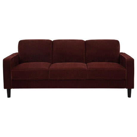 Ruth Rust Red 77-inch Fabric Upholstered Track Arm Sofa by Coaster at Eve Furniture