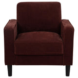 Ruth Rust Red Fabric Upholstered Track Arm Accent Chair by Coaster at Eve Furniture
