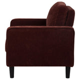 Ruth Rust Red Fabric Upholstered Track Arm Accent Chair by Coaster at Eve Furniture