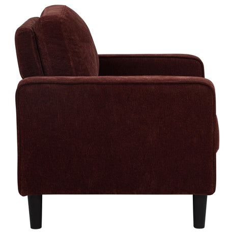 Ruth Rust Red Fabric Upholstered Track Arm Accent Chair by Coaster at Eve Furniture