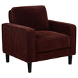 Ruth Rust Red Fabric Upholstered Track Arm Accent Chair by Coaster at Eve Furniture