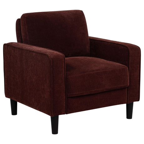 Ruth Rust Red Fabric Upholstered Track Arm Accent Chair by Coaster at Eve Furniture
