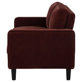 Ruth Rust Red Fabric Upholstered Track Arm Loveseat by Coaster at Eve Furniture