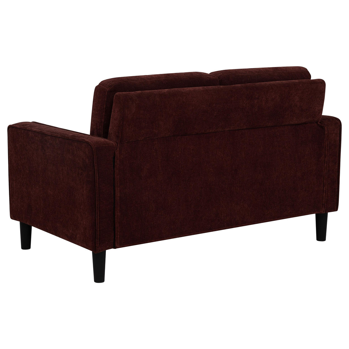 Ruth Rust Red Fabric Upholstered Track Arm Loveseat by Coaster at Eve Furniture