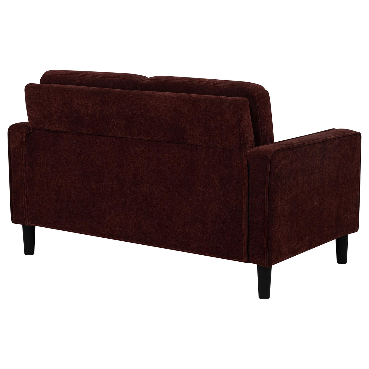 Ruth Rust Red Fabric Upholstered Track Arm Loveseat by Coaster at Eve Furniture