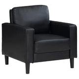 Ruth Black Faux Leather Upholstered Track Arm Accent Chair