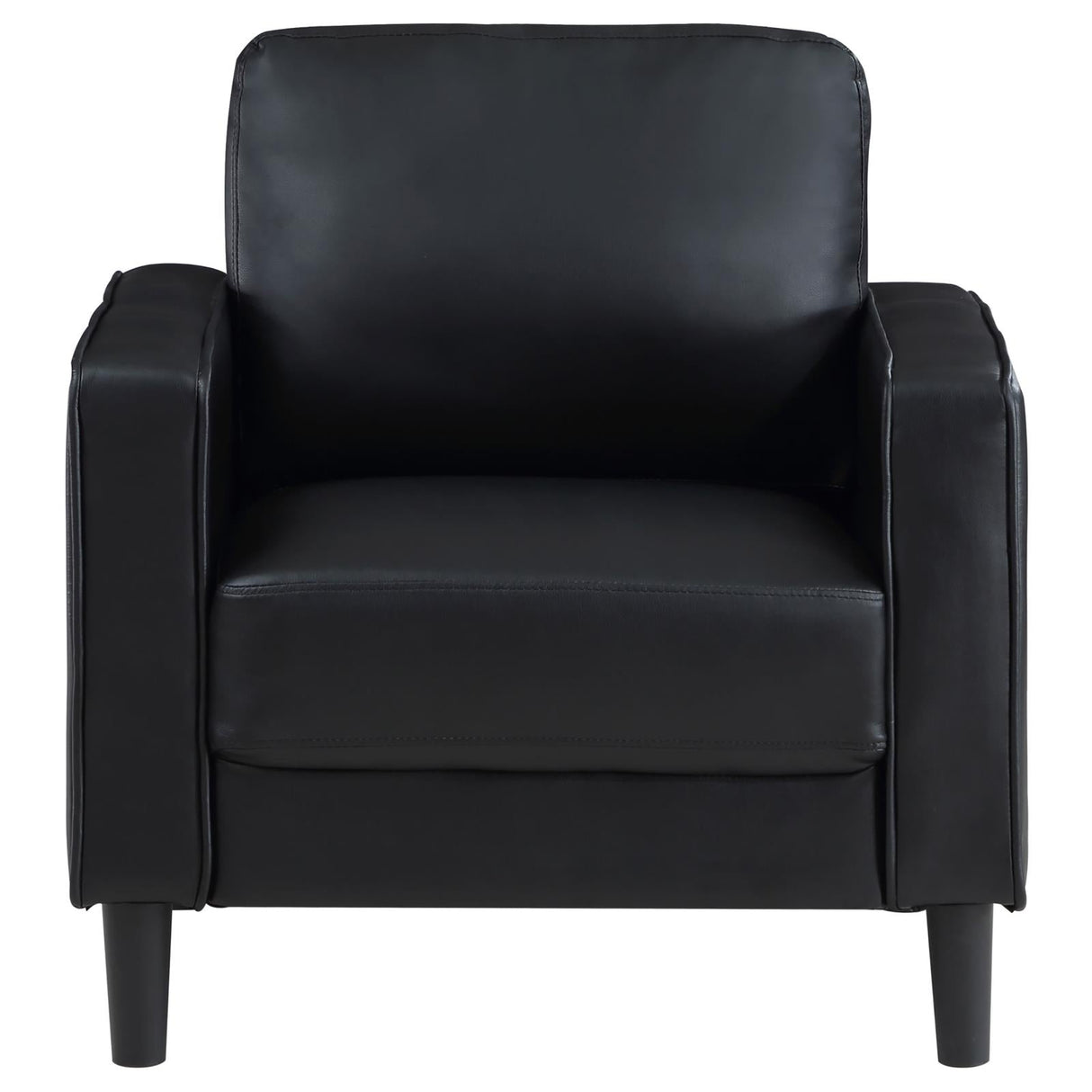 Ruth Black Faux Leather Upholstered Track Arm Accent Chair