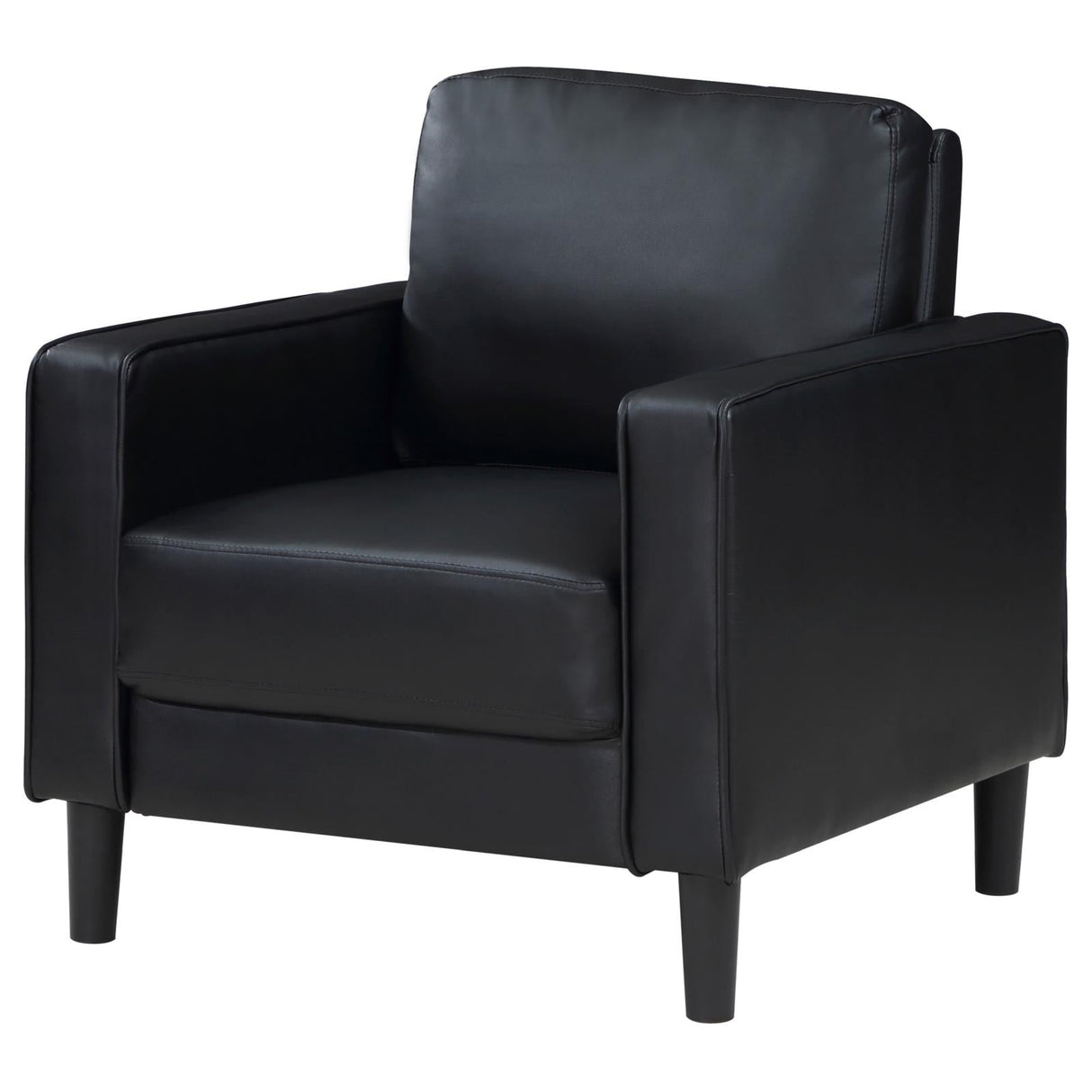 Ruth Black Faux Leather Upholstered Track Arm Accent Chair