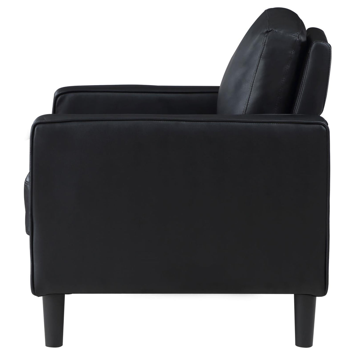 Ruth Black Faux Leather Upholstered Track Arm Accent Chair