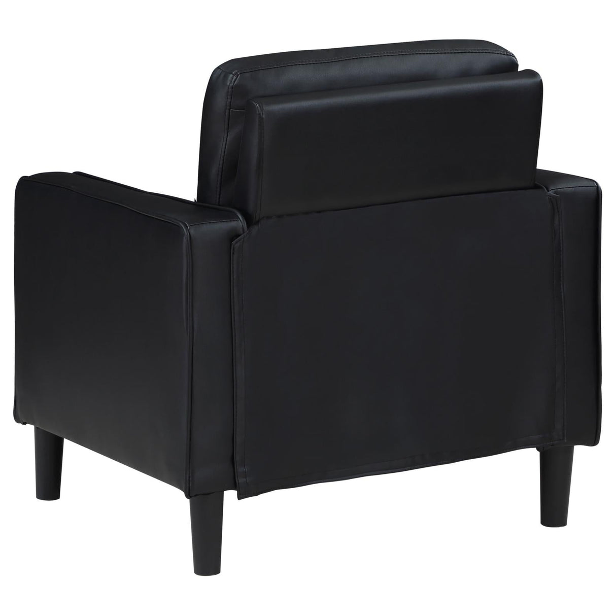 Ruth Black Faux Leather Upholstered Track Arm Accent Chair