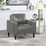 Ruth Grey Faux Leather Upholstered Track Arm Accent Chair