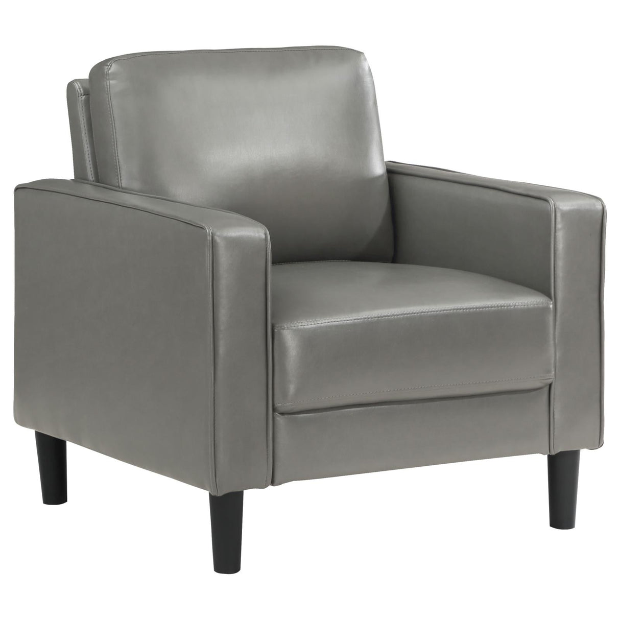 Ruth Grey Faux Leather Upholstered Track Arm Accent Chair