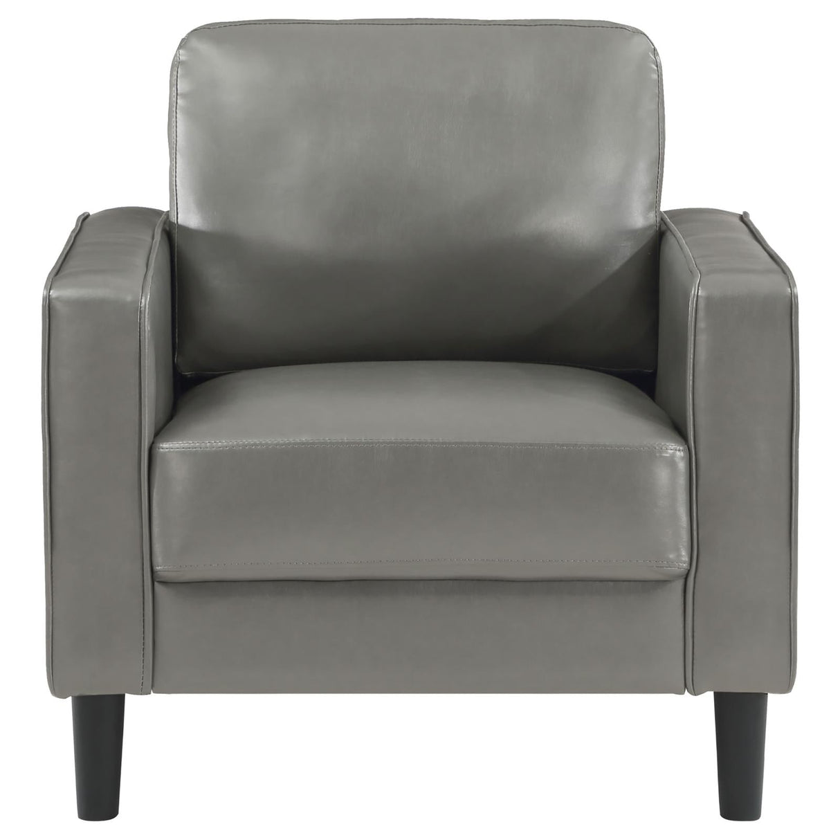 Ruth Grey Faux Leather Upholstered Track Arm Accent Chair