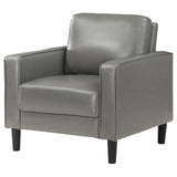 Ruth Grey Faux Leather Upholstered Track Arm Accent Chair