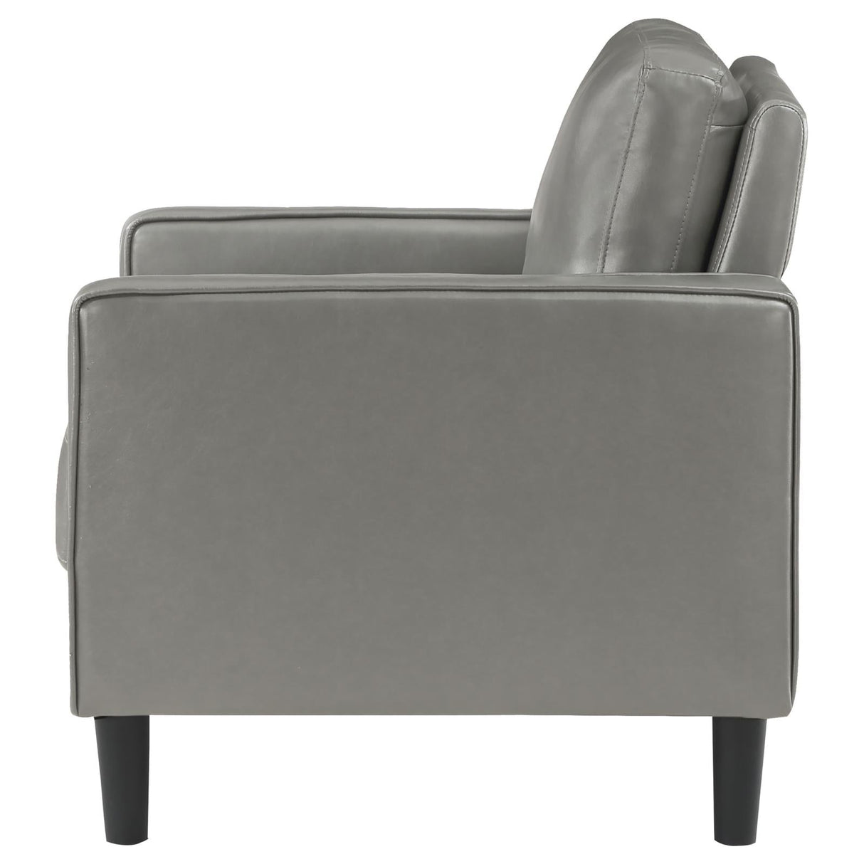 Ruth Grey Faux Leather Upholstered Track Arm Accent Chair