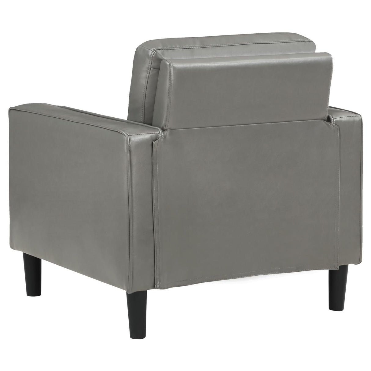 Ruth Grey Faux Leather Upholstered Track Arm Accent Chair