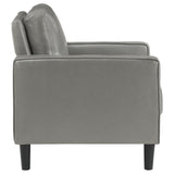 Ruth Grey Faux Leather Upholstered Track Arm Accent Chair