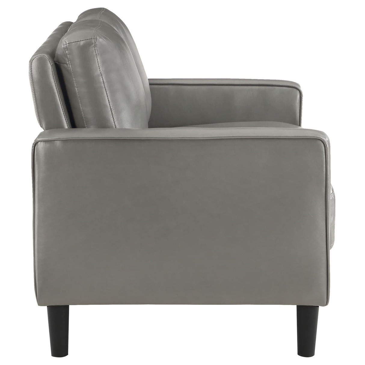 Ruth Upholstered Track Arm Faux Leather Loveseat Grey