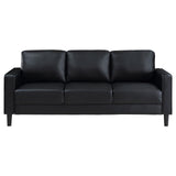 Ruth Upholstered Track Arm Faux Leather Sofa Black