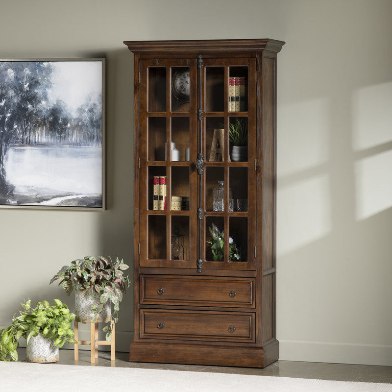 Rutherford Brown/Brown Curio Cabinet by Crestview at Eve Furniture