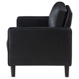 Ruth Black Upholstered Track Arm Faux Leather Loveseat by Coaster at Eve Furniture