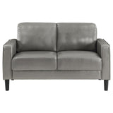 Ruth Gray Upholstered Track Arm Faux Leather Loveseat by Coaster at Eve Furniture