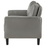 Ruth Gray Upholstered Track Arm Faux Leather Loveseat by Coaster at Eve Furniture