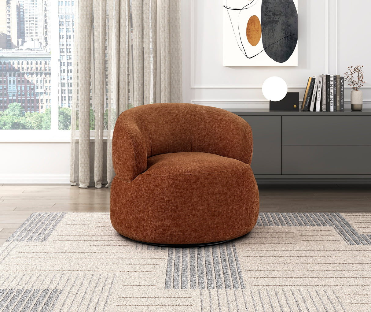 Ruvo Rusty Orange Swivel Accent Chair by Homelegance at Eve Furniture