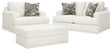 Karinne Linen Loveseat, Oversized Chair and Accent Ottoman by Ashley at Eve Furniture