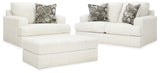 Karinne Linen Loveseat, Oversized Chair and Accent Ottoman by Ashley at Eve Furniture