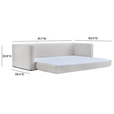 Ryan 91" Cream Upcycled Performance Linen Sofa Bed by TOV Furniture at Eve Furniture
