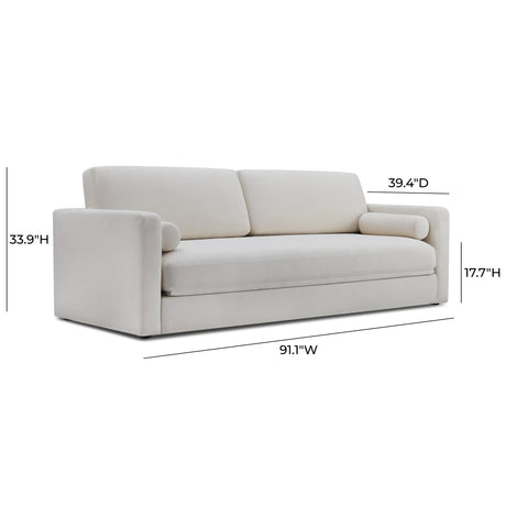 Ryan 91" Cream Upcycled Performance Linen Sofa Bed by TOV Furniture at Eve Furniture