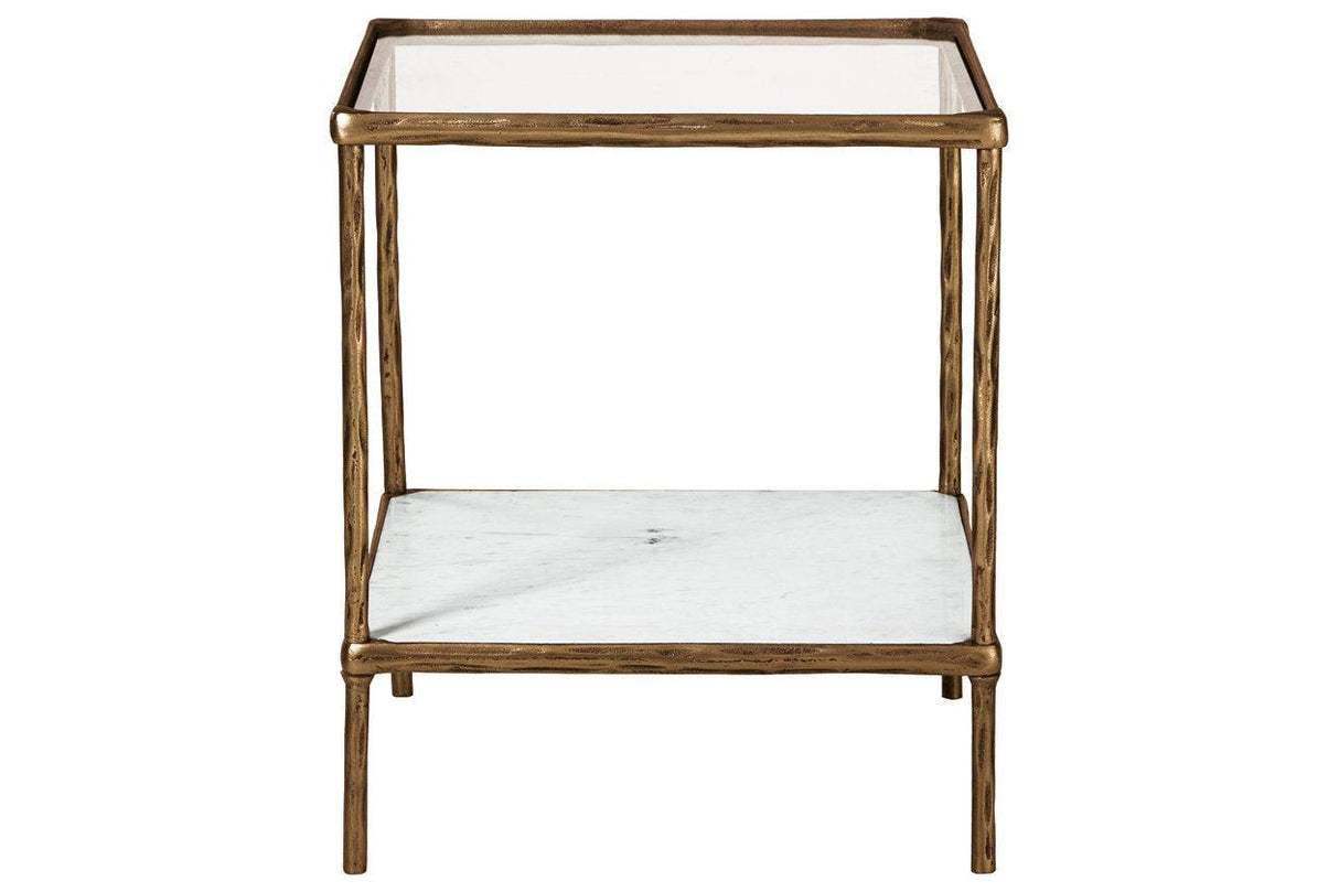 Ryandale Antique Brass Finish Accent Table by Ashley at Eve Furniture