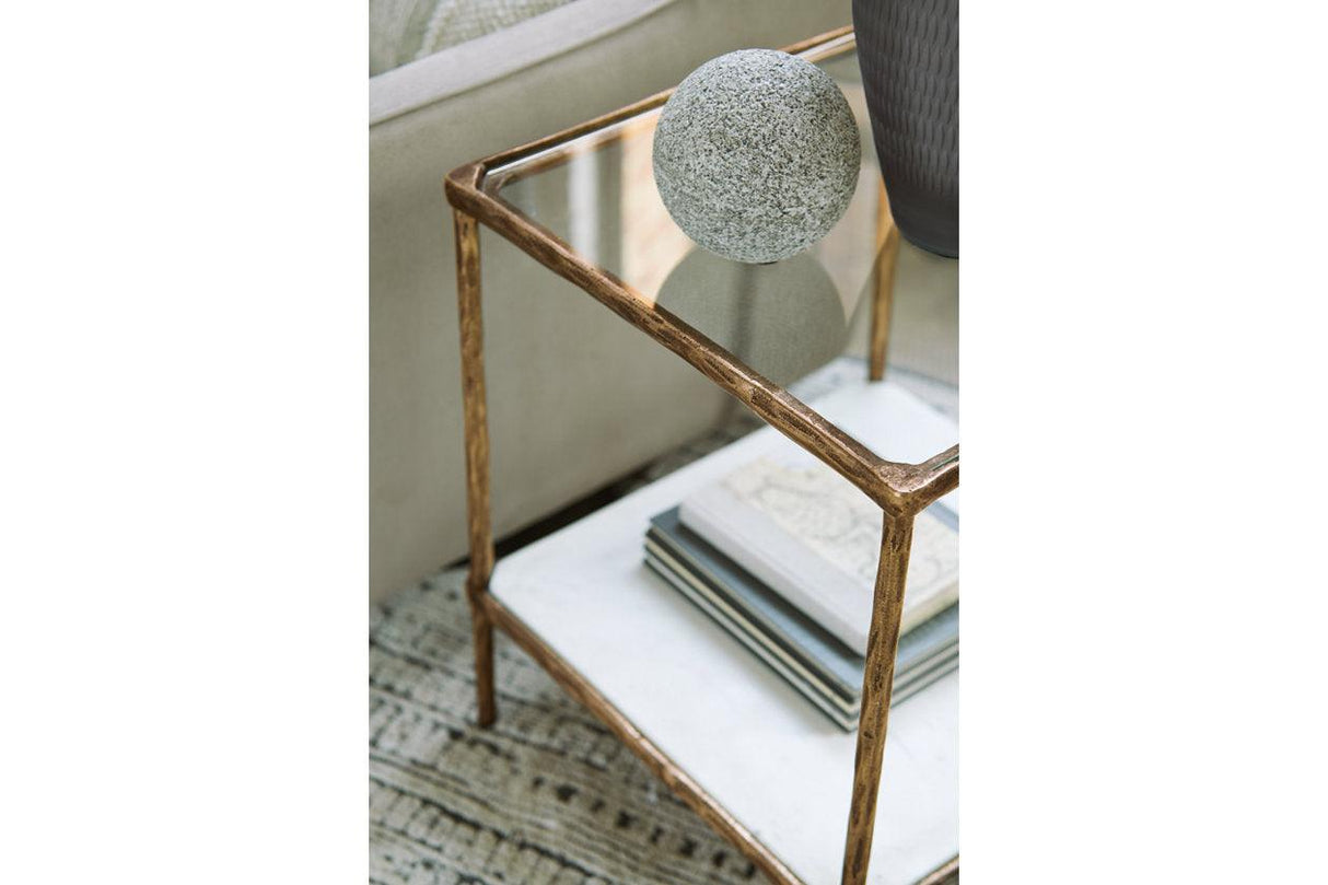 Ryandale Antique Brass Finish Accent Table by Ashley at Eve Furniture