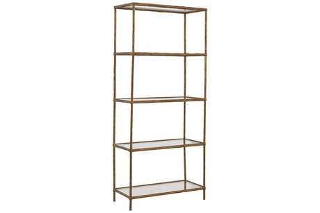 Ryandale Antique Brass Finish Bookcase by Ashley at Eve Furniture