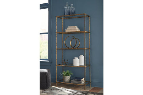 Ryandale Antique Brass Finish Bookcase by Ashley at Eve Furniture