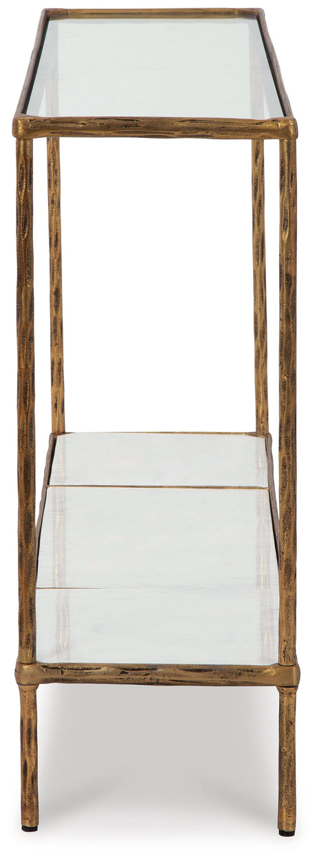 Ryandale Antique Brass Finish Console Sofa Table by Ashley at Eve Furniture