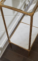 Ryandale Antique Brass Finish Console Sofa Table by Ashley at Eve Furniture