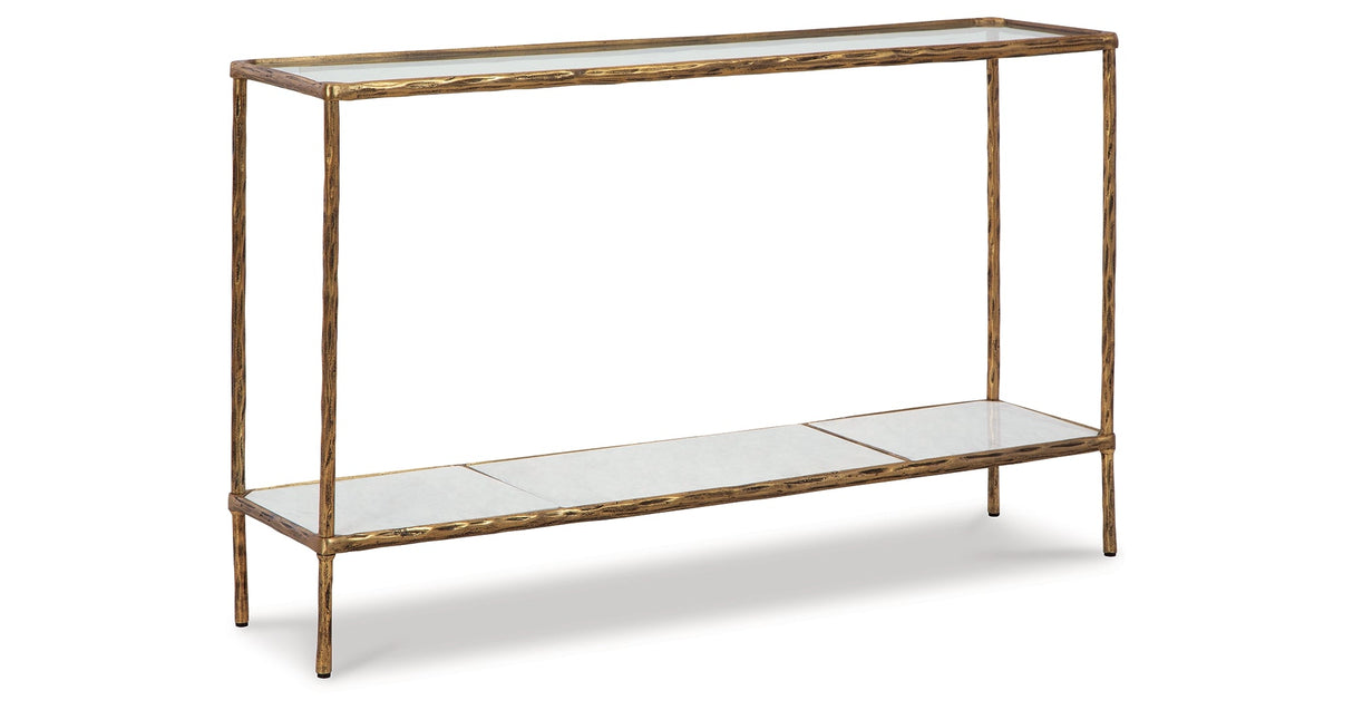 Ryandale Antique Brass Finish Console Sofa Table by Ashley at Eve Furniture