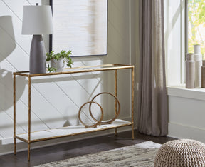 Ryandale Antique Brass Finish Console Sofa Table by Ashley at Eve Furniture