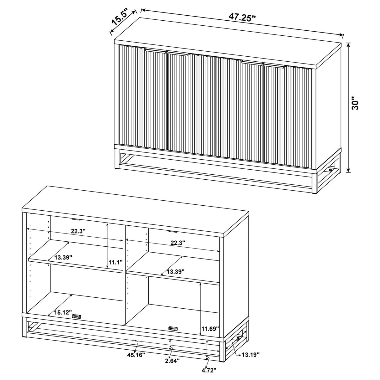 Ryatt Dark Pine 4-Door Engineered Wood Accent Cabinet