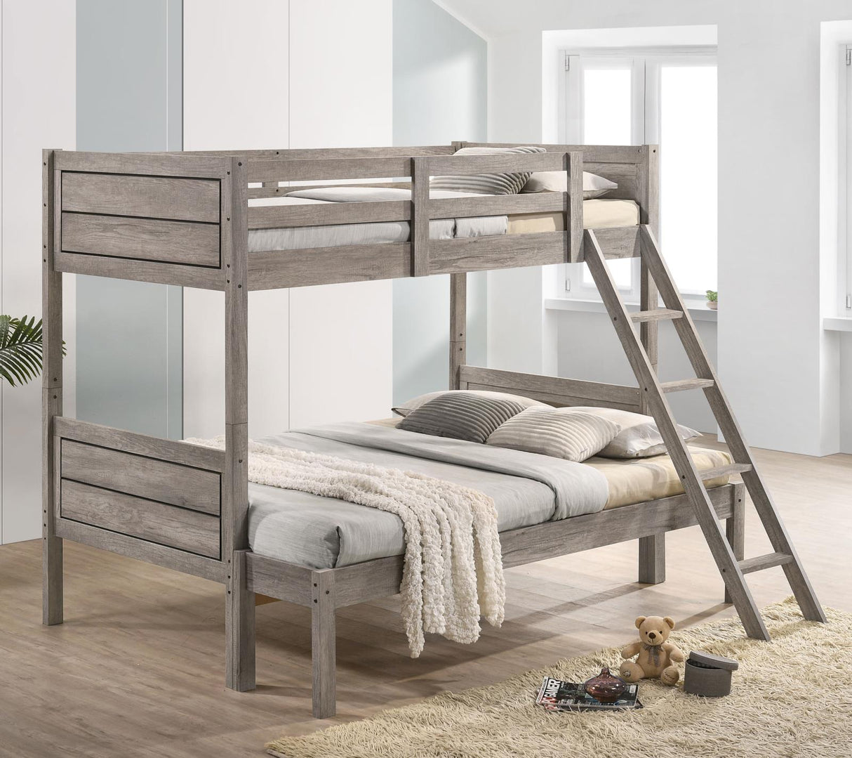 Ryder Weathered Taupe Twin over Full Bunk Bed