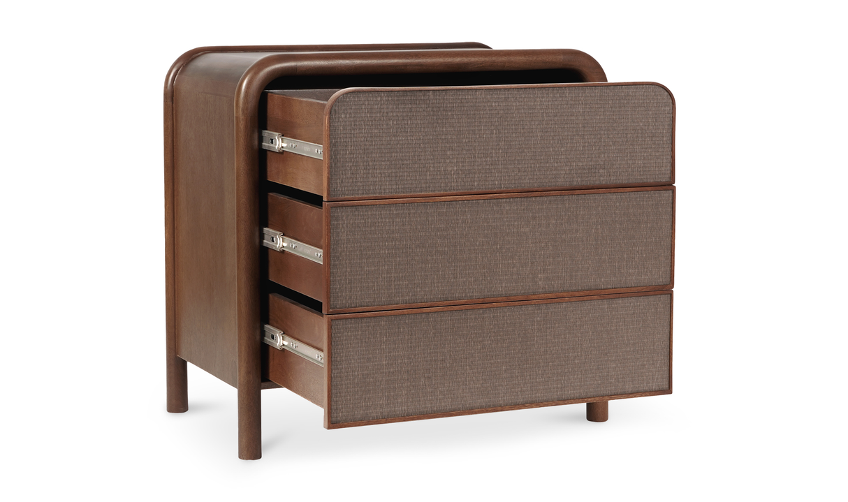 Rye 3 Drawer Nightstand Warm Brown by Moe's Home at Eve Furniture