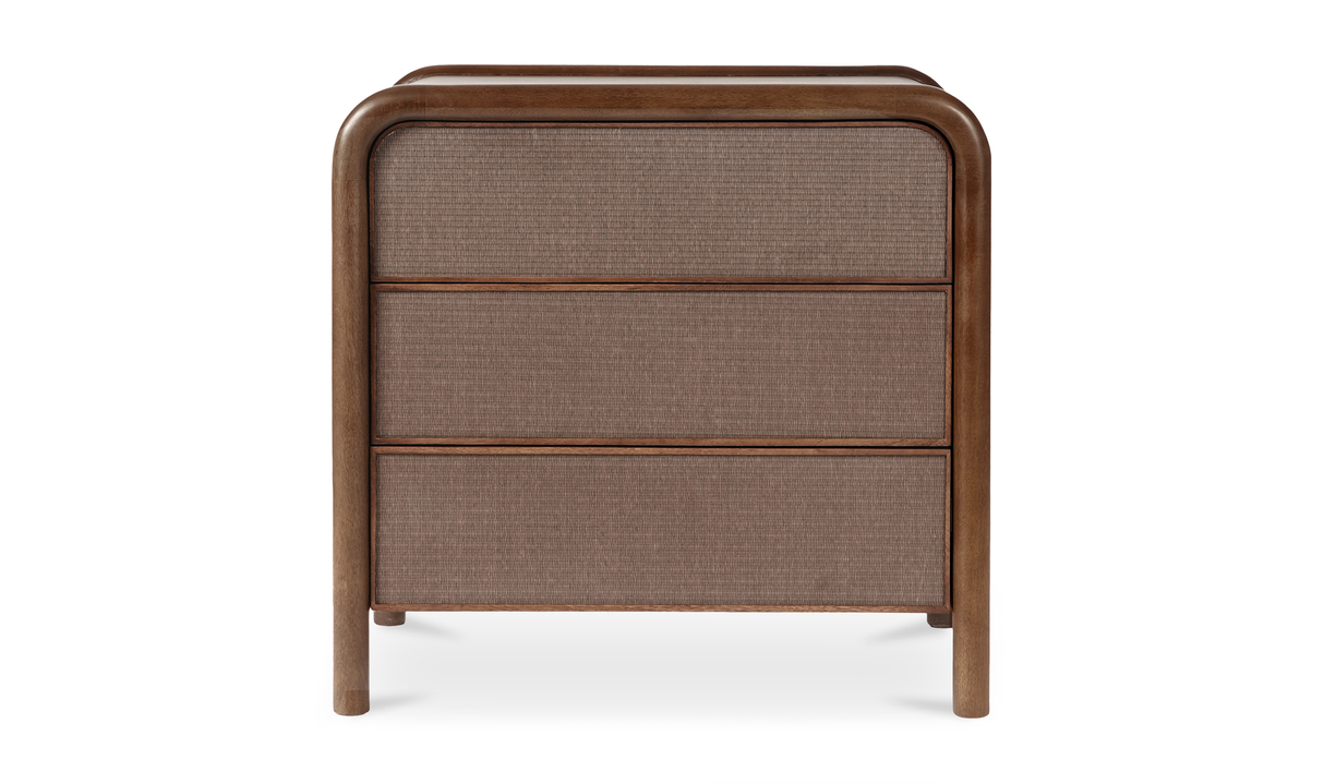 Rye 3 Drawer Nightstand Warm Brown by Moe's Home at Eve Furniture