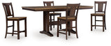 Rylandeen Counter Height Dining Table and 4 Barstools by Ashley at Eve Furniture