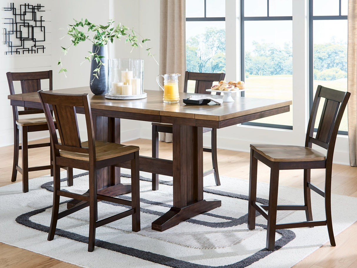 Rylandeen Counter Height Dining Table and 4 Barstools by Ashley at Eve Furniture
