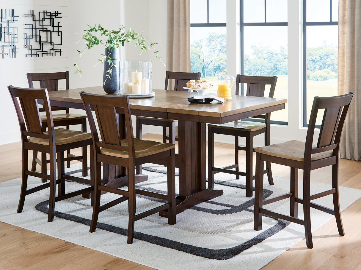 Rylandeen Counter Height Dining Table and 6 Barstools by Ashley at Eve Furniture