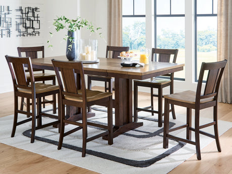 Rylandeen Counter Height Dining Table and 6 Barstools by Ashley at Eve Furniture