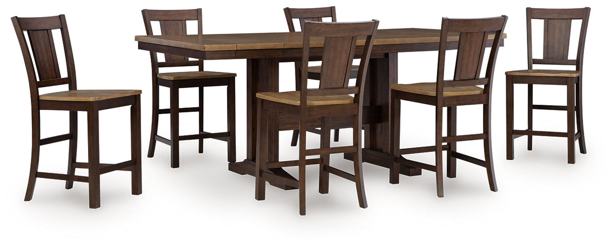 Rylandeen Counter Height Dining Table and 6 Barstools by Ashley at Eve Furniture